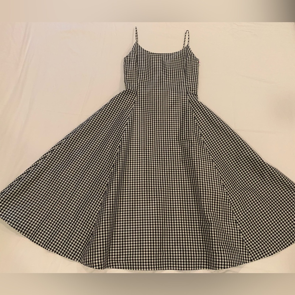 Ralph Lauren Black and White Gingham Midi Dress - Picture 3 of 8